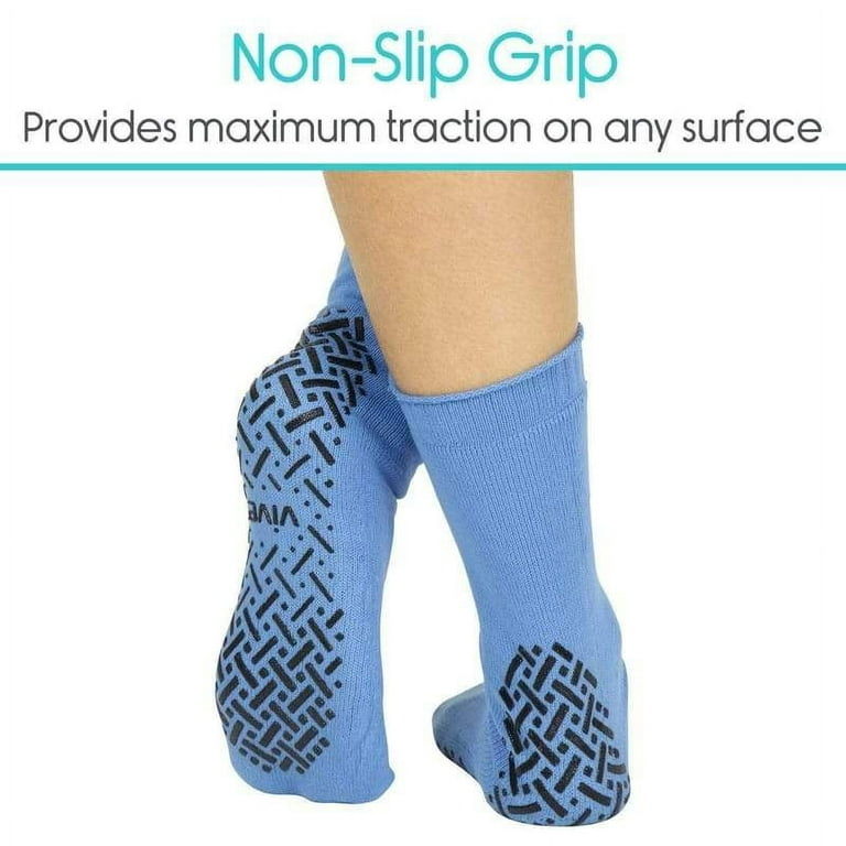 Vive Non-Slip Hospital Socks (6 Pairs) - Anti Skid Rubber Grip, Yoga For  Men, Women 