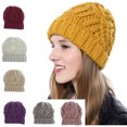 thumbnail image 1 of Cheers.US Beanie Women Warm Winter Hats Knit Cuffed Hat Plain Skull Cap Autumn Solid Color Woolen Yarn Soft Warm Hat Knitting Cap, 1 of 7