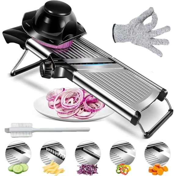 Mandoline Slicer with Adjustable Stainless Steel Blades for Kitchen, Vegetable Chopper for Potato, Tomato, Carrot, Fruit and Onion Cutter