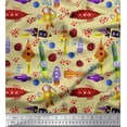 thumbnail image 1 of Soimoi Modal Satin Fabric Rocket,Planet & Astronaut Cartoon Print Sewing Fabric Yard 42 Inch Wide, 1 of 3