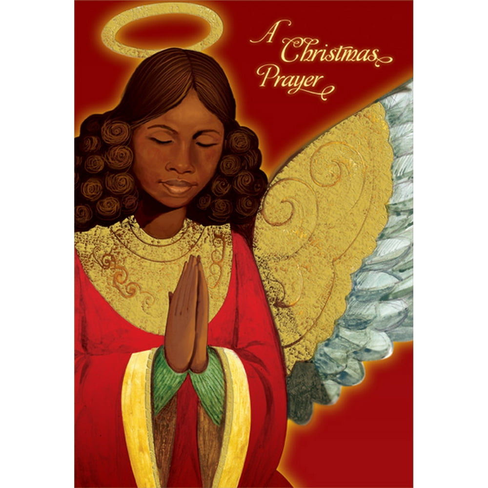 Cards christmas blessings african american religious afro angel Designer Greetings Angel Praying: African American Christmas Card