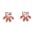 thumbnail image 4 of Pendientes de circonita de cobre con forma de garra de gato y huellas de oro rosa de estilo europeo y americano, 4 of 5