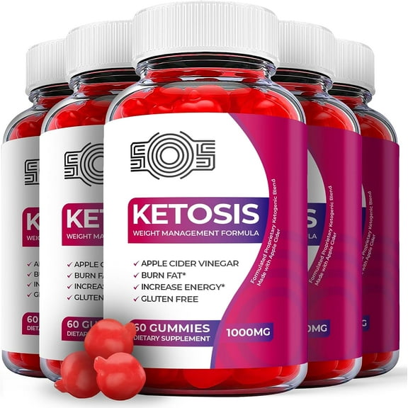 (5 Pack) SOS Ketosis Keto ACV Gummies - Supplement for Weight Loss - Energy & Focus Boosting Dietary Supplements for Weight Management & Metabolism - Fat Burn - 300 Gummies