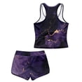 thumbnail image 5 of Xoenoiee Purple Golden Marble Print Girls Swimsuit Two Piece Bathing Suit Round Neck Tankini Tops with Boyshort Girls Swimsuits Swimwear, 8-9 Years, 5 of 7