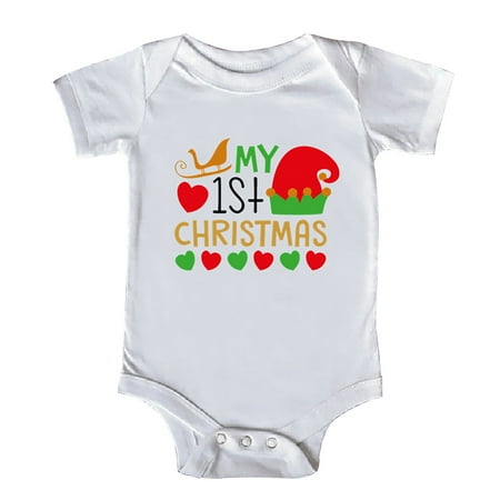 

KDSJSXW Christmas Kids Boys Bodysuits Christmas Cotton foreign Trade Baby Baby Merry Christmas Clearance(White3 18)