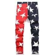 Men's Jeans Men's Jeans Comfort Stretch Denim Straight Leg Relaxed Fit Jeans Jeans De Travail Homme Red 38