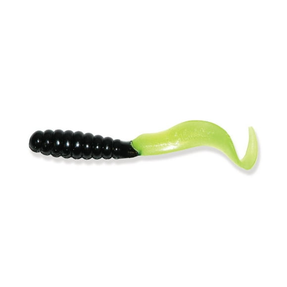 Mister Twister 4T7M-310P Curly Tail 4" Black/Chartreuse 7pcs, Curly Tail 4"
