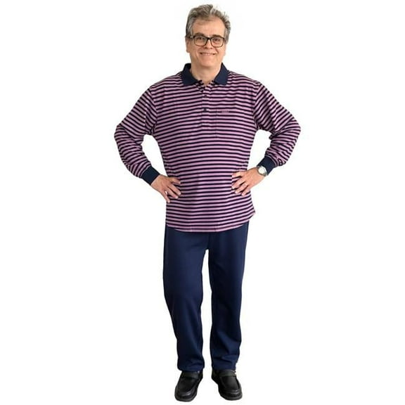 Thomas Long-Sleeved Adaptive Polo Shirt for Men, Blue - Extra Large