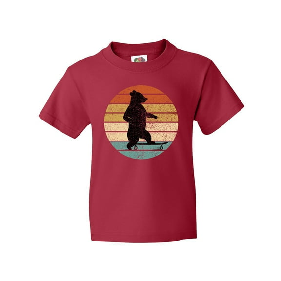 Inktastic Skateboard Bear Retro Sunset Youth T-Shirt