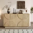 thumbnail image 3 of Harper & Bright Designs Large Sideboard Cabinet with Storage, Wood Buffet Cabinet with Semi-Circular Handles and Adjustable Shelves, Natural, 3 of 18