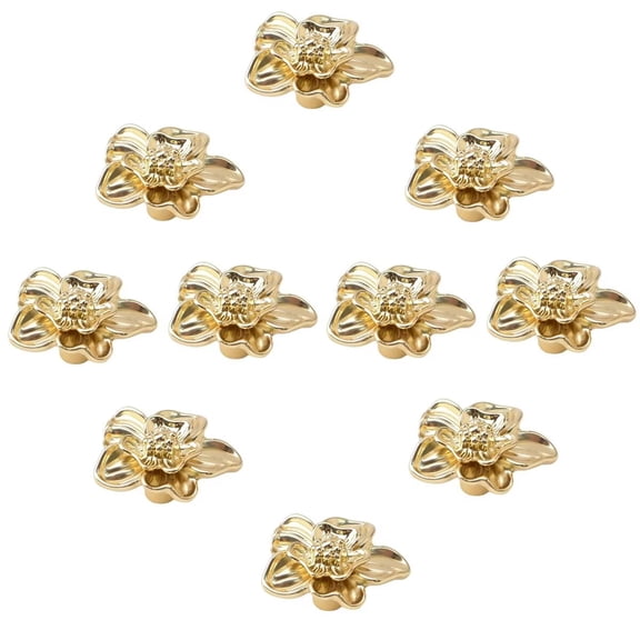 HDJNal Retro Flower Shaped Kitchen Decorative Cabinet Knobs Single Hole Dresser Knobs Drawer Knobs Cabinet Hardware Zinc Knobs for Dresser Drawers-Furniture Handles Pulls,10 Pack (Golden)