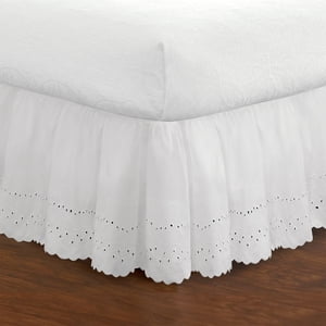 Fresh Ideas Ruffled Eyelet Bed Skirt, Queen, White