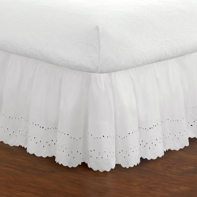 Fresh Ideas Ruffled Eyelet Bed Skirt, Queen, White photo 1