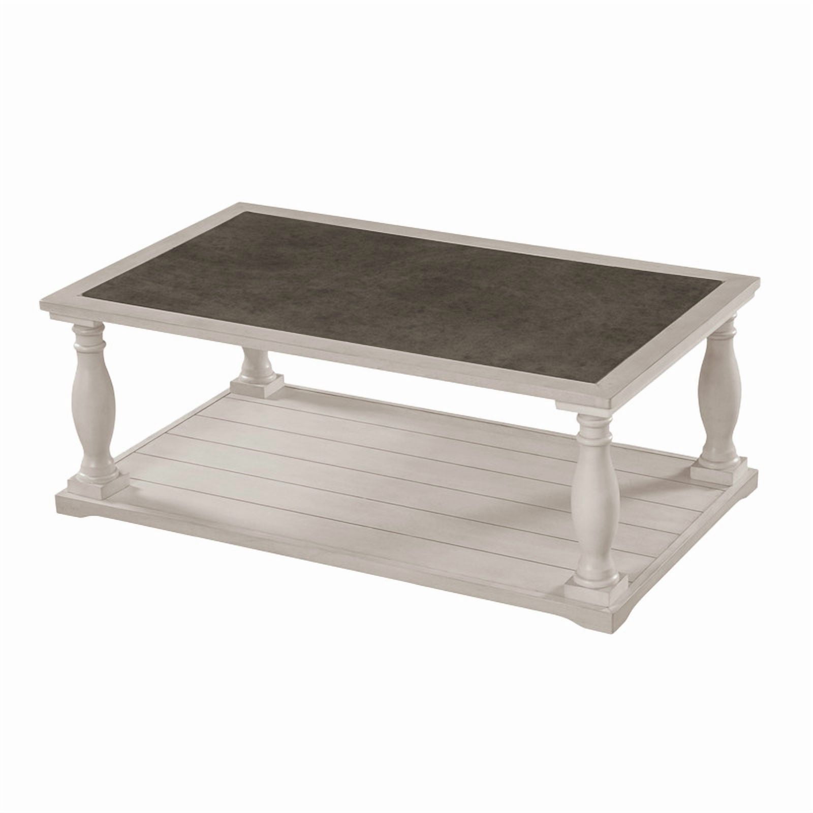 Vintage Rectangular Center Coffee Table with Sculptural Spindle Solid Wood Legs, 2-Tier Traditional Wooden Cocktail End Table