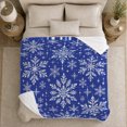 thumbnail image 5 of Royal Blue Winter Wonderland Snowflake, Festive Holiday Scene, Warm Flannel Blanket for Living Room and Reading Nook, Art Lovers Friendship Gift, Festive Home Decor, 5 of 9