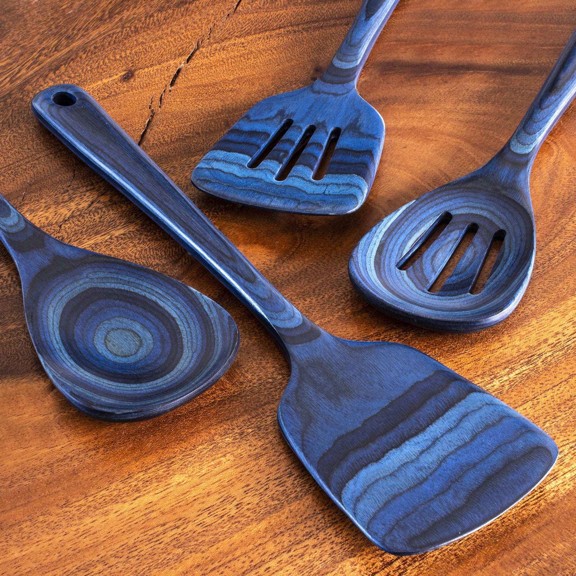 Baltique Malta Collection 4 Piece Wooden Cooking Utensil Set, Safe for Nonstick