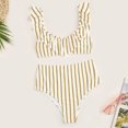 thumbnail image 1 of WREESH Bikini Rehausseur Rayé Taille Haute pour Femmes Ensemble Deux Pièces, 1 of 4