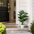 thumbnail image 7 of Miracliy 1 Pack 70cm Artificial Monstera Plant, Faux Tropical Split Leaf Plant with White Diamond Geometric Pot, Indoor Home Office Floor Decor, 7 of 7