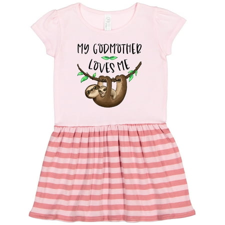 

Inktastic My Godmother Loves Me Cute Sloth and Baby Gift Toddler Girl Dress