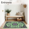 thumbnail image 3 of ODIKA 4'x6' Machine Washable Non-Slip Area Rug, Floral Medallion with Interlocking Petal Motifs and Filigree Borders High Traffic Rug, Green, 701647, 3 of 7