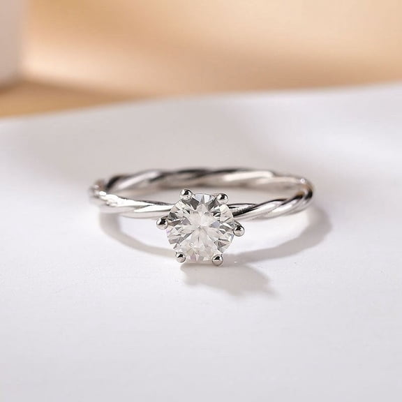 Kalapi Jewel 1.3 Ct Round Cut Moissanite Engagement Ring for Her - Stone in 14K White Gold Plated Setting - Elegant Wedding Promise Jewelry Gift for Women's - Stunning Classic Style