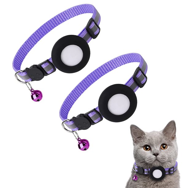2 Pack Airtag Cat Collar, Reflective Kitten Collar Breakaway with