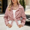 thumbnail image 7 of Striped Button Down Shirt for Women Long Sleeve Business Casual Tops with Pockets Loose Summer Office Work Blouses, Pink, XXL, 7 of 7