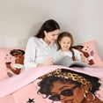 thumbnail image 4 of Castle Fairy Chic Lady In Off-Shoulder Dress Holding Wine Twin Comforter Sets 2pcs,Leopard Print Bedding Set,Peach Black Tan,Pink Reversible,1 Comforter and 1 Pillowcase, 4 of 6