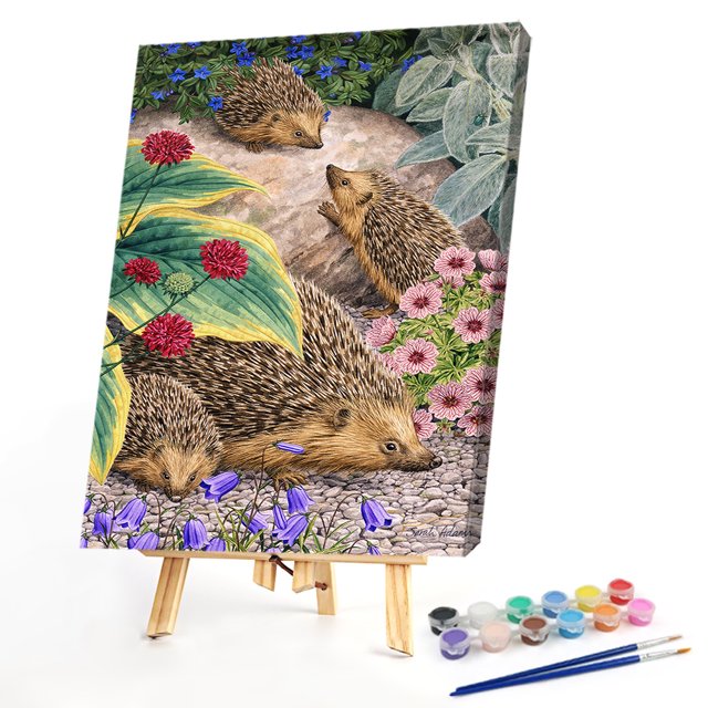 Cuadros Decorativos Kit de pintura al óleo por números de la familia Hedgehog dibujo DIY para adultos decoración del hogar JShteea Nuevos Originales