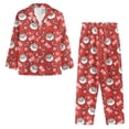thumbnail image 5 of Garronmavis Christmas Women Pajama V Neck Long Sleeve Shirt and Pants Set Breathable Sleepwear Lightweight Loungewear Winter Nightwear, Red Santa Claus, 5 of 7