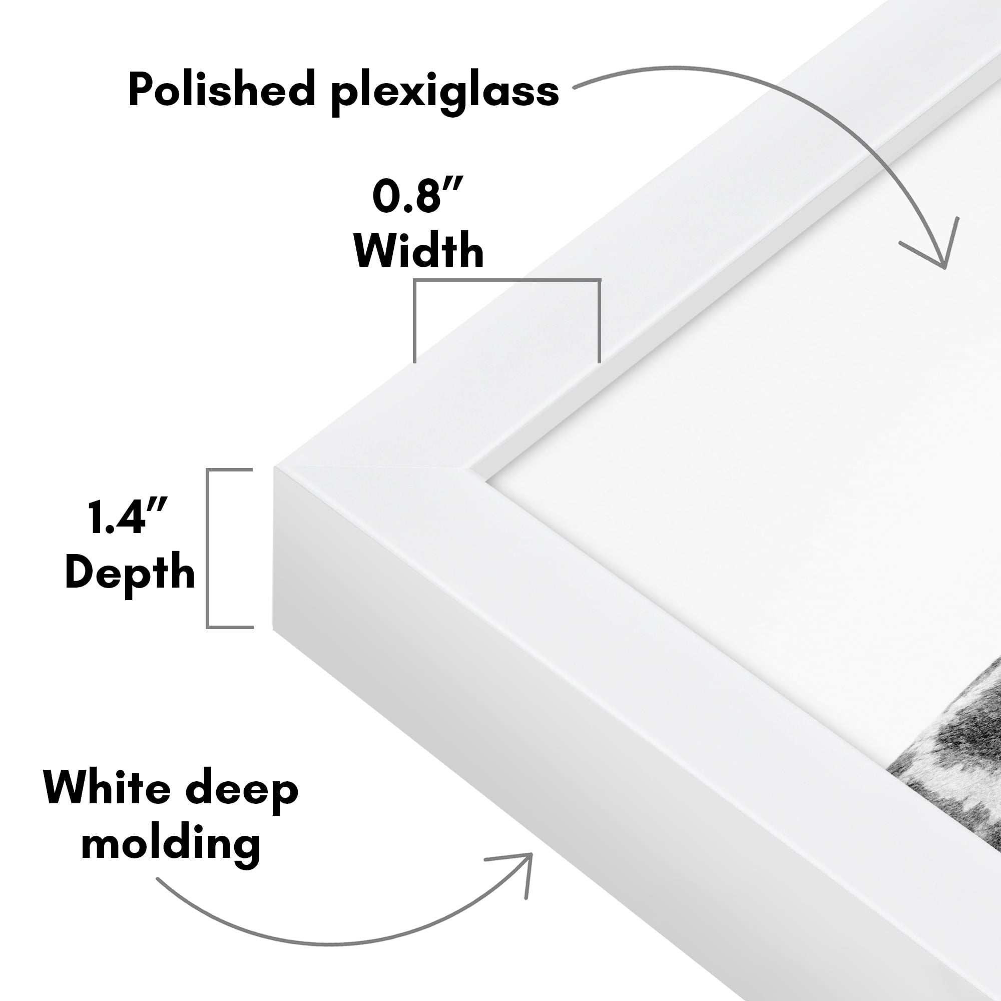 Americanflat 16x24 Poster Frame with Polished Plexiglass Soho Collection Gallery Style Deep Molding - White