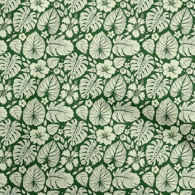 oneOone Tissu Polyester Spandex Vert Feuilles Matériel de Robe Tissu Imprimé Tissu au Mètre 56 Pouces de Large-T5