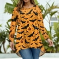 thumbnail image 4 of Abcomgle Womens Plus Size Halloween Tops Spooky Pumpkin Bat Graphic Tshirts for Women Crewneck Long Sleeve Top for Women Holiday Casual Halloween Graphic Tees Women,3XL, 4 of 4