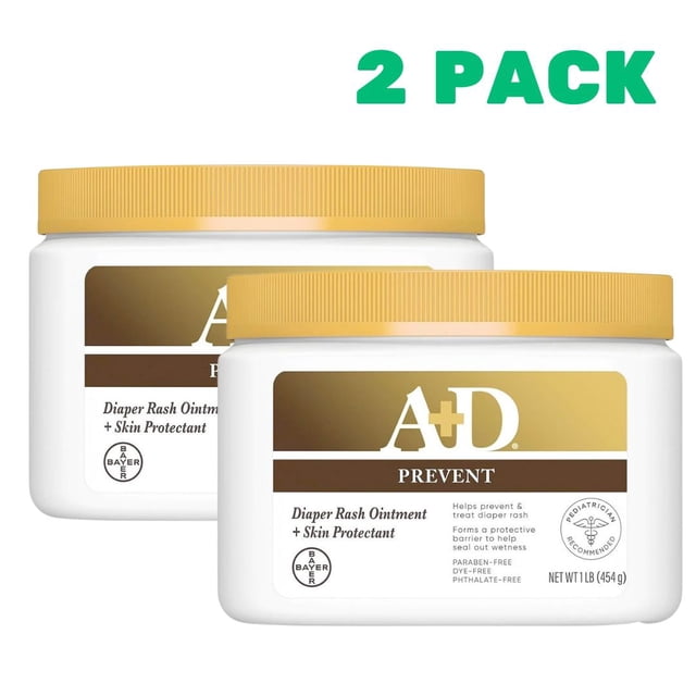 Pomada para dermatitis del pañal A+D original, paquete de 2, tarros de 450 g
