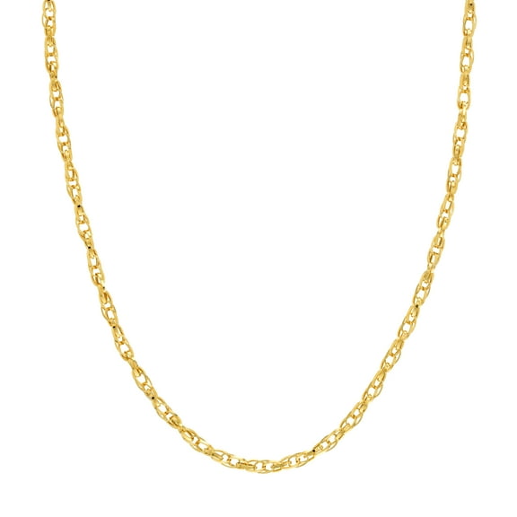 Honey Crush Real 14K Yellow Gold Polished Handmade Olympia Chain Necklace (3.7mm, 18in)