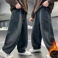 thumbnail image 4 of YunPes Boys and Girls Jeans with Fleece Lined Comfy Warm Baggy Pants Children's School Streetwear Trendy Clothes for Fall Winter, 4 of 9