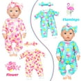 thumbnail image 3 of ZITA ELEMENT 5 Sets Baby Doll Clothes and Headbands Baby Doll Accessories Set for 14 -16 Inch Doll, Total 10 pcs Baby Doll Jumpsuit Outfits and Accessories, 3 of 9