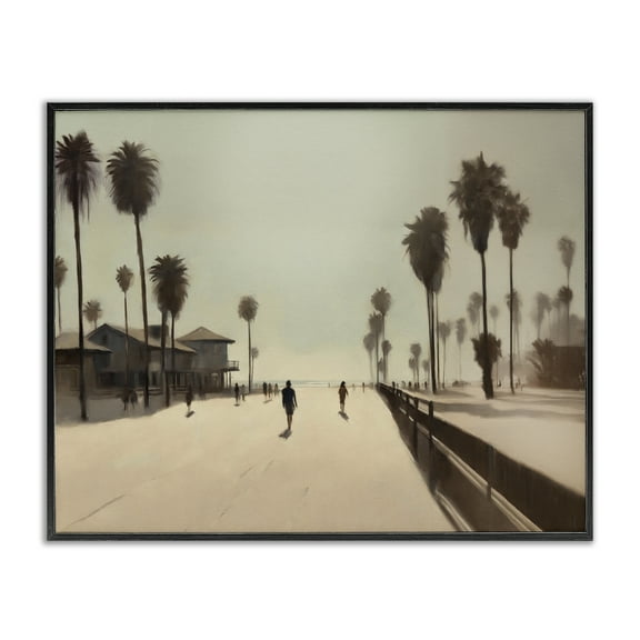 Stupell Industries Midday Sun Beach View Landscape & Nature Painting Black Framed Art Print Wall Art, 14 x 11