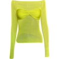 thumbnail image 1 of Chemise à Manches Longues pour Femmes Crop Top Basique Mode 2024 Couche de Base Extensible Ajustée Y2K Tops T-Shirt en Maille Transparente (Vert, S), 1 of 5