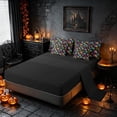 thumbnail image 5 of Homewish Neon Pumpkin Lantern Full Size Bedding Sets, Halloween Spider Web Moon Full Size Bed in a Bag, Black Rainbow, Black Reversible 7-Piece, 5 of 7