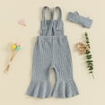 thumbnail image 3 of Musuos Baby Girl Fall Cute Overalls 3M-24M Bear Embroidery Sleeveless Flared Romper Jumpsuit and Headband Set, 3 of 8