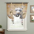 thumbnail image 2 of Vintage Gnomes Balloon Curtains for Windows, Bedroom Curtains 54 Inch Length, Black White Checkered Retro Art Tie Up Curtains Panels Thermal Insulated Bathroom Curtains Window 42"x54", 2 of 8