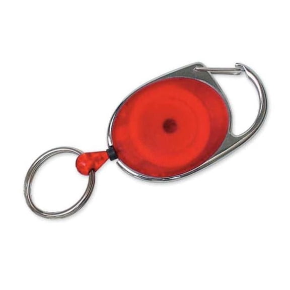 Key Retractor, Red, Reel with Nylon Cord, Oval Retractor, 5 PK