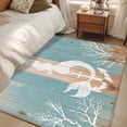 thumbnail image 5 of Summer Nautical Washable Area Rugs 2.7'x5', White Mermaid Coral Anchor Silhouette Wood Grain Low Pile Throw Living Room Rug Non-Slip Sturdy Edge Binding Carpet for Indoor Entryway Bedside Kitchen, 5 of 9