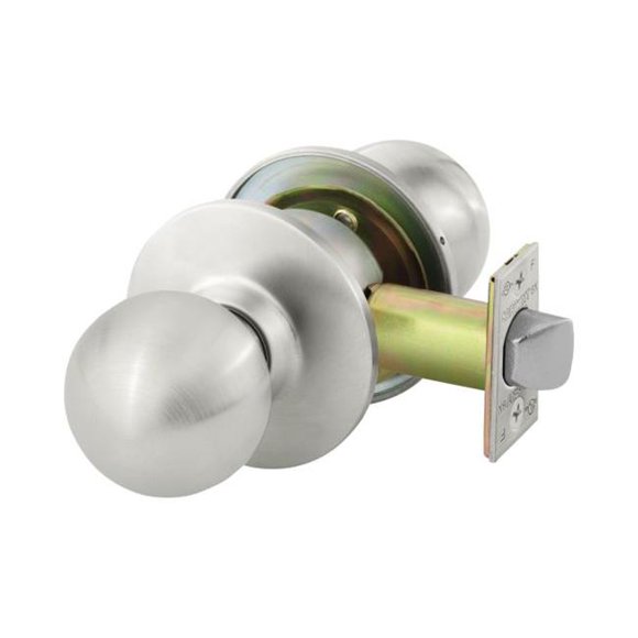 Passage Cylindrical Lock Grade 1 with B Knob, L Rose & ASA Strike, Satin Stainless Steel