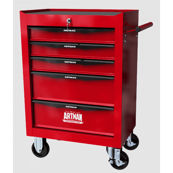 Izzovium 20" Rolling Metal Tool Chest with 5 Drawers, Ball Bearing Slides, 4 Lockable Wheels, Red & Black Steel Tool Storage Cabinet for Garage & Workshop