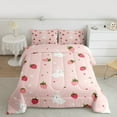 thumbnail image 2 of Manfei Kawaii Cute Rabbit Full Size Comforter Sets for Teen, Cartoon Strawberry Bedding Comforter Set, Princess Style Reversible Bedding Sets, Lightweight Room Decor, 3-Piece, 2 of 8