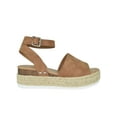 thumbnail image 2 of Soda Women Wedge Sandals Open Toe Ankle Strap Flatform Espadrilles Trim Platform TOPIC-S Tan Brown 7.5, 2 of 3