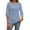 Blue, variant on WTOBBY Women's Waffle Knit Round Neck 3/4 Sleeve Solid Color Casual Top for Spring Fall Season Comfortable Everyday Wear and Layering,Army Green L