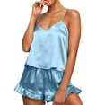 thumbnail image 5 of SwiftWear Womens Cute Silk Ruffled Pajamas Set V-Neck Satin Cami & Shorts Sets Sleepwear Pjs for Women Anniversary Gifts, 5 of 9